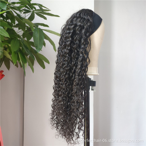 Wholesale Cuticle Aligned Virgin Hair Vendors Curly Headband Wigs For Black Women Indian Loose Deep Wave Headband Wig Human Hair